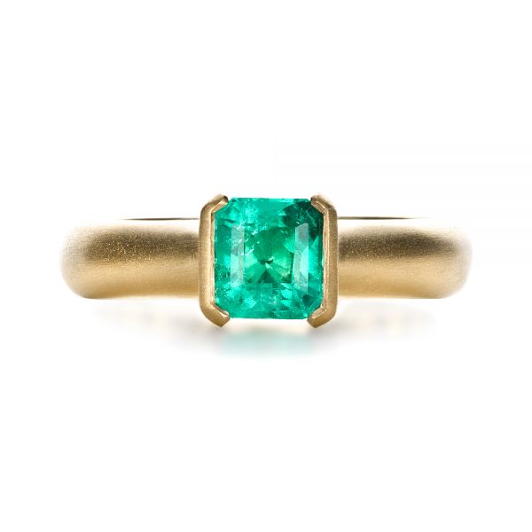 18k Yellow Gold 18k Yellow Gold Custom Emerald Ring - Top View -  1427