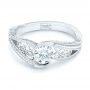 18k White Gold 18k White Gold Custom Hand Engraved Solitaire Diamond Engagement Ring - Flat View -  103338 - Thumbnail