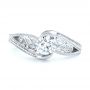 18k White Gold 18k White Gold Custom Hand Engraved Solitaire Diamond Engagement Ring - Top View -  103338 - Thumbnail