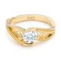 14k Yellow Gold 14k Yellow Gold Custom Hand Engraved Solitaire Diamond Engagement Ring - Flat View -  103338 - Thumbnail