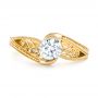 18k Yellow Gold 18k Yellow Gold Custom Hand Engraved Solitaire Diamond Engagement Ring - Top View -  103338 - Thumbnail