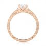 18k Rose Gold 18k Rose Gold Custom Hand Engraved Tri Leaf Solitaire Diamond Engagement Ring - Front View -  104829 - Thumbnail