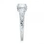 18k White Gold 18k White Gold Custom Hand Engraved Tri Leaf Solitaire Diamond Engagement Ring - Side View -  104829 - Thumbnail