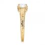 14k Yellow Gold 14k Yellow Gold Custom Hand Engraved Tri Leaf Solitaire Diamond Engagement Ring - Side View -  104829 - Thumbnail