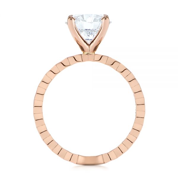 14k Rose Gold Custom Hexagon Solitaire Diamond Engagement Ring - Front View - 104858