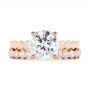 14k Rose Gold Custom Hexagon Solitaire Diamond Engagement Ring - Top View -  104858 - Thumbnail