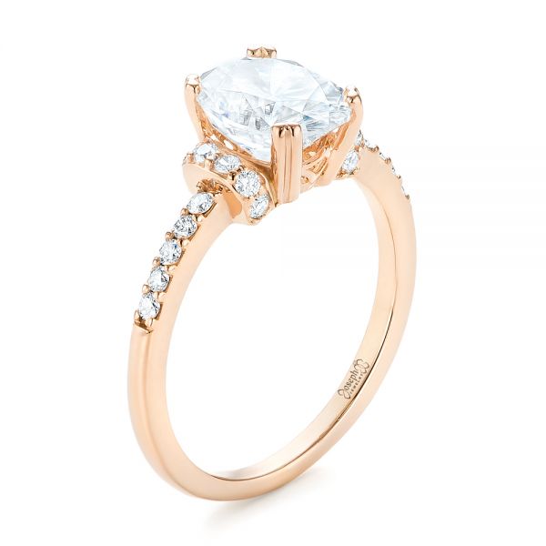 Custom Rose Gold Moissanite and Diamond Engagement Ring - Image