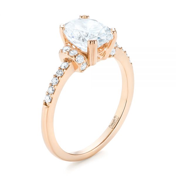 14k Rose Gold 14k Rose Gold Custom Moissanite And Diamond Engagement Ring - Three-Quarter View -  103210