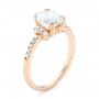 18k Rose Gold Custom Moissanite And Diamond Engagement Ring - Three-Quarter View -  103210 - Thumbnail