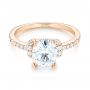 18k Rose Gold Custom Moissanite And Diamond Engagement Ring - Flat View -  103210 - Thumbnail