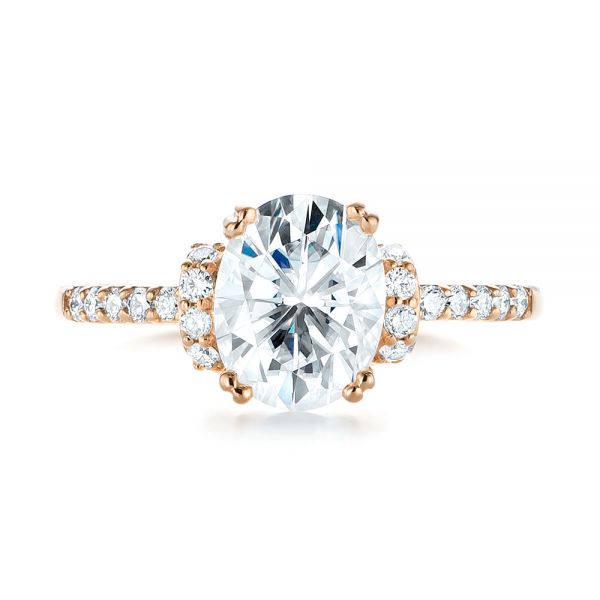 14k Rose Gold 14k Rose Gold Custom Moissanite And Diamond Engagement Ring - Top View -  103210