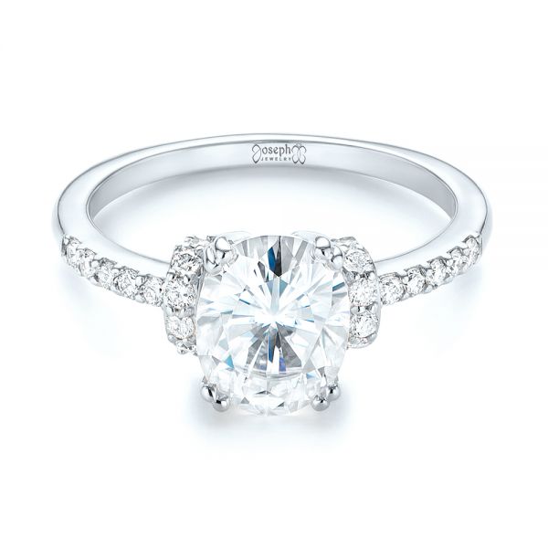 Platinum Platinum Custom Moissanite And Diamond Engagement Ring - Flat View -  103210