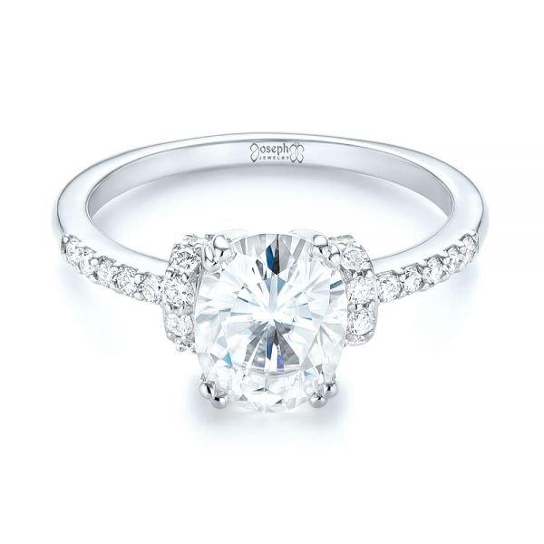 Platinum Platinum Custom Moissanite And Diamond Engagement Ring - Flat View - 103210