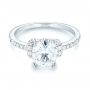 14k White Gold 14k White Gold Custom Moissanite And Diamond Engagement Ring - Flat View -  103210 - Thumbnail