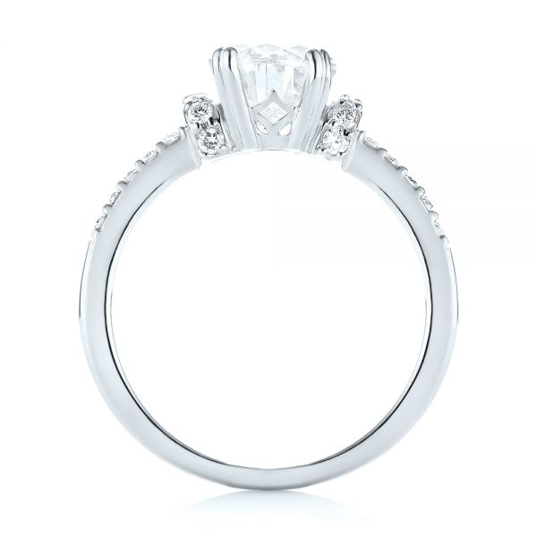 18k White Gold 18k White Gold Custom Moissanite And Diamond Engagement Ring - Front View -  103210