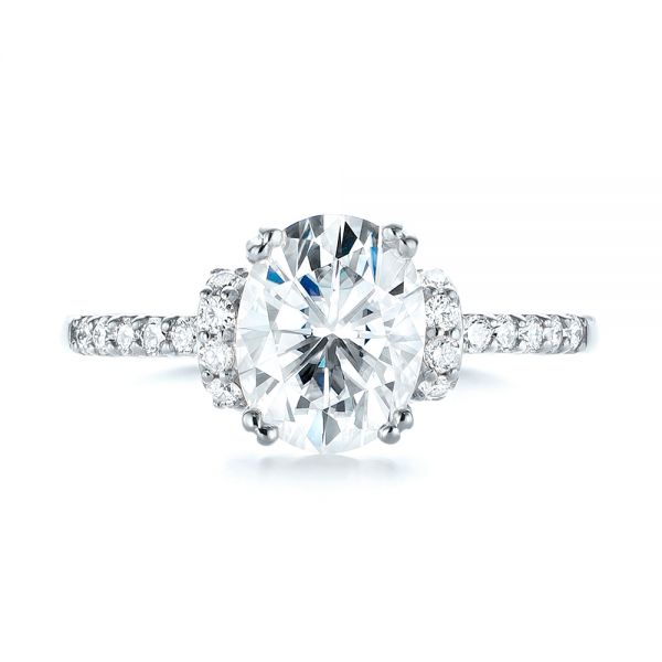 18k White Gold 18k White Gold Custom Moissanite And Diamond Engagement Ring - Top View -  103210