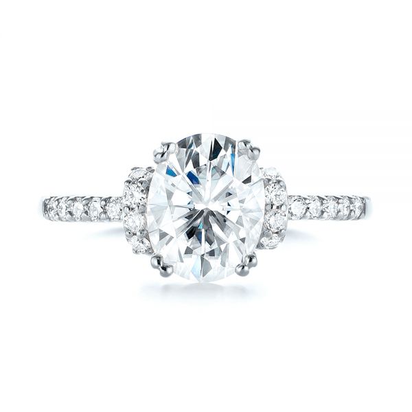 Platinum Platinum Custom Moissanite And Diamond Engagement Ring - Top View - 103210