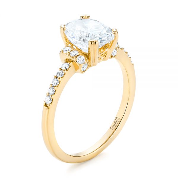 14k Yellow Gold 14k Yellow Gold Custom Moissanite And Diamond Engagement Ring - Three-Quarter View -  103210