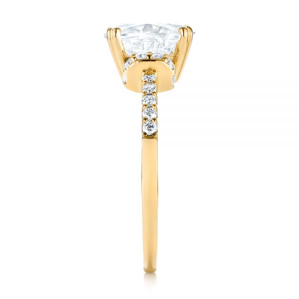 14k Yellow Gold 14k Yellow Gold Custom Moissanite And Diamond Engagement Ring - Side View -  103210