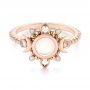 14k Rose Gold Custom Moonstone And Diamond Engagement Ring - Flat View -  104874 - Thumbnail