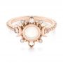 18k Rose Gold 18k Rose Gold Custom Moonstone And Diamond Engagement Ring - Flat View -  104874 - Thumbnail