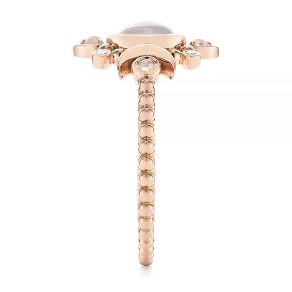 14k Rose Gold Custom Moonstone And Diamond Engagement Ring - Side View -  104874