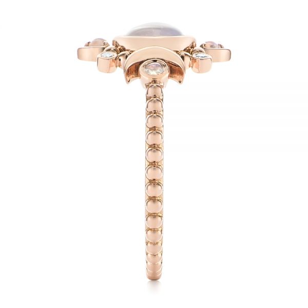 18k Rose Gold 18k Rose Gold Custom Moonstone And Diamond Engagement Ring - Side View -  104874