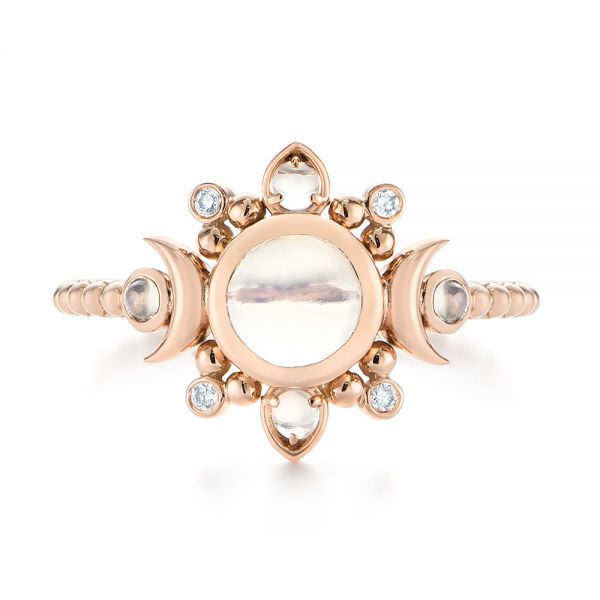 18k Rose Gold 18k Rose Gold Custom Moonstone And Diamond Engagement Ring - Top View -  104874