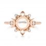 14k Rose Gold Custom Moonstone And Diamond Engagement Ring - Top View -  104874 - Thumbnail