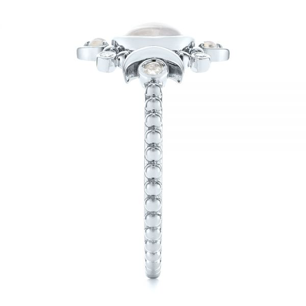 14k White Gold 14k White Gold Custom Moonstone And Diamond Engagement Ring - Side View - 104874