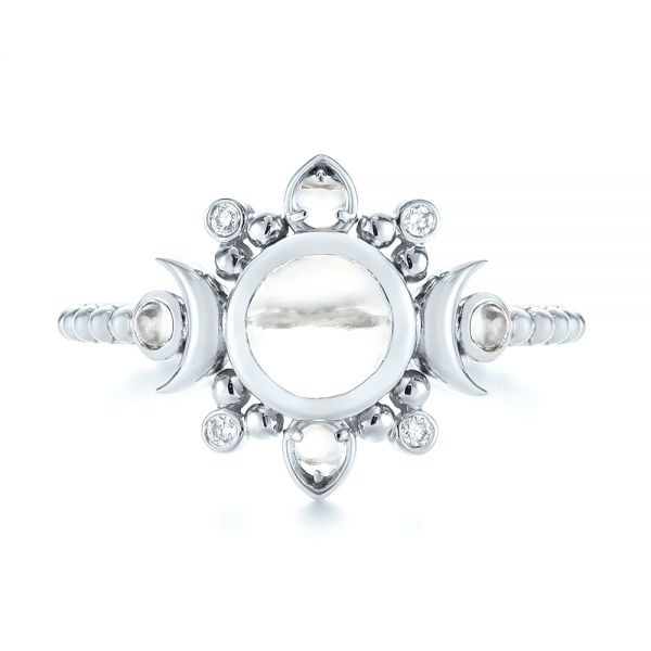 18k White Gold 18k White Gold Custom Moonstone And Diamond Engagement Ring - Top View -  104874