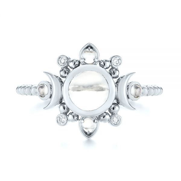 14k White Gold 14k White Gold Custom Moonstone And Diamond Engagement Ring - Top View - 104874