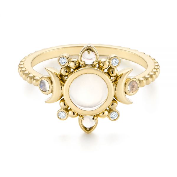 14k Yellow Gold 14k Yellow Gold Custom Moonstone And Diamond Engagement Ring - Flat View - 104874