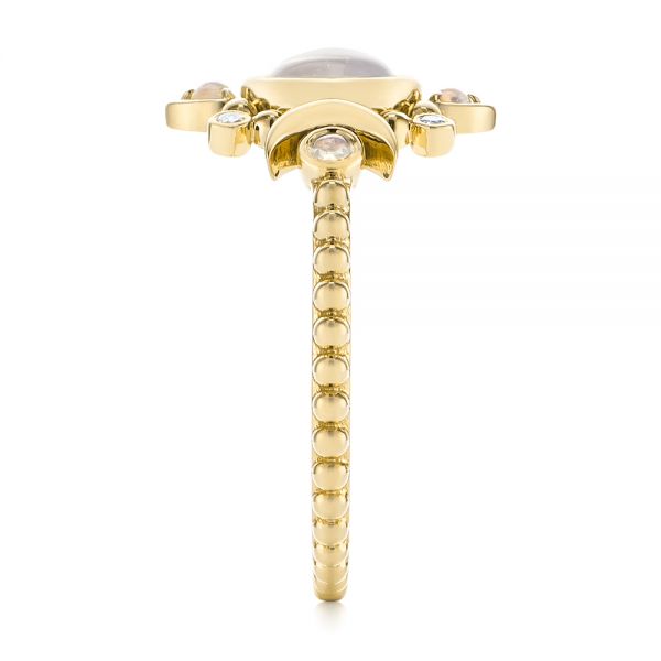 14k Yellow Gold 14k Yellow Gold Custom Moonstone And Diamond Engagement Ring - Side View - 104874