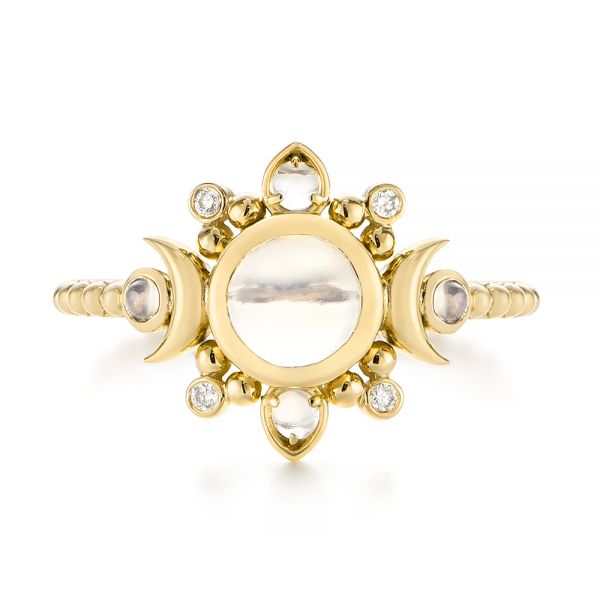 14k Yellow Gold 14k Yellow Gold Custom Moonstone And Diamond Engagement Ring - Top View - 104874
