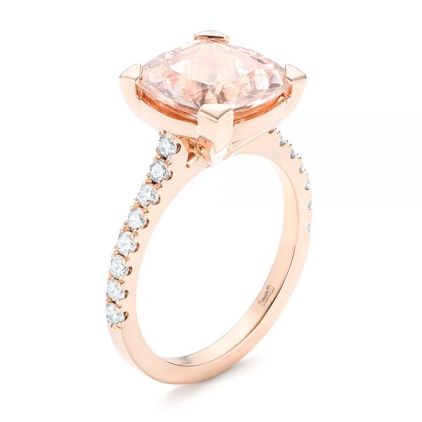 18k Rose Gold 18k Rose Gold Custom Morganite And Diamond Engagement Ring - Three-Quarter View -  102933