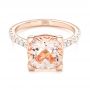 14k Rose Gold Custom Morganite And Diamond Engagement Ring - Flat View -  102933 - Thumbnail