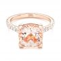 14k Rose Gold Custom Morganite And Diamond Engagement Ring - Flat View -  102933 - Thumbnail