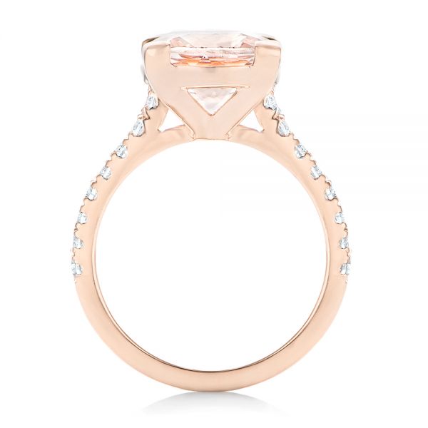 14k Rose Gold Custom Morganite And Diamond Engagement Ring - Front View - 102933