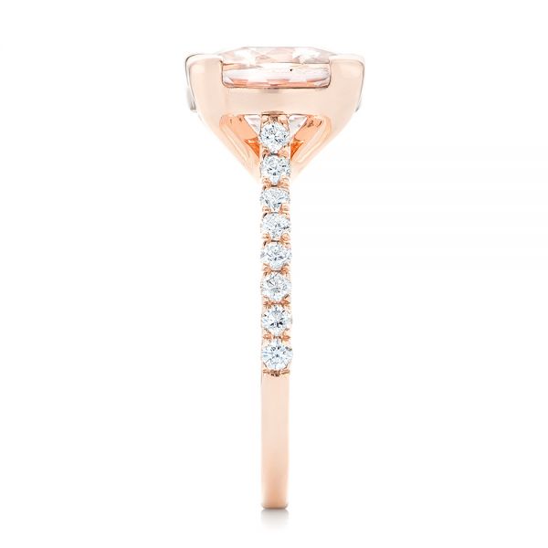 14k Rose Gold Custom Morganite And Diamond Engagement Ring - Side View - 102933