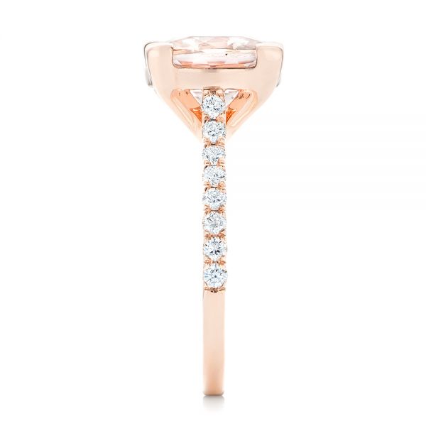 14k Rose Gold Custom Morganite And Diamond Engagement Ring - Side View -  102933