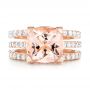 14k Rose Gold Custom Morganite And Diamond Engagement Ring - Top View -  102933 - Thumbnail
