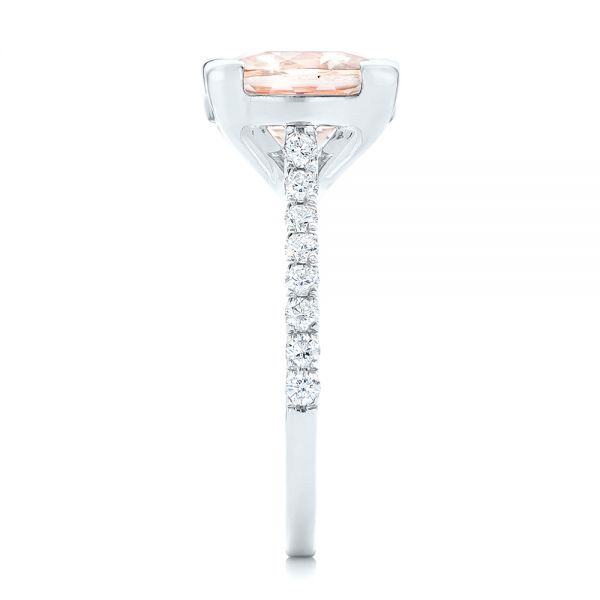 14k White Gold 14k White Gold Custom Morganite And Diamond Engagement Ring - Side View - 102933