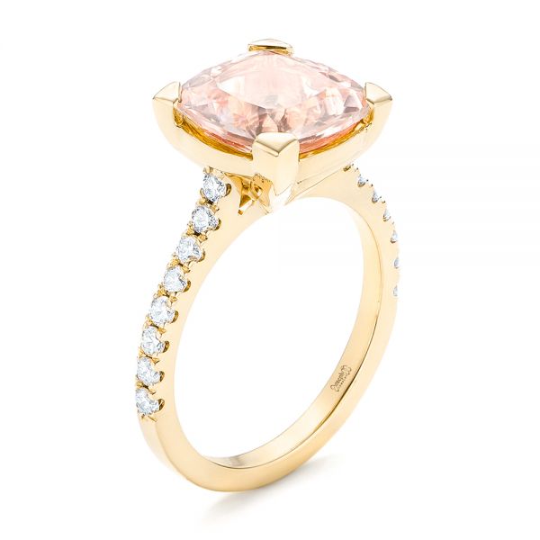 14k Yellow Gold 14k Yellow Gold Custom Morganite And Diamond Engagement Ring - Three-Quarter View -  102933