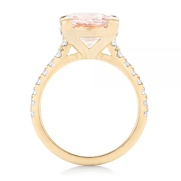 18k Yellow Gold 18k Yellow Gold Custom Morganite And Diamond Engagement Ring - Front View -  102933