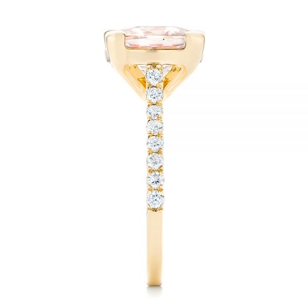 14k Yellow Gold 14k Yellow Gold Custom Morganite And Diamond Engagement Ring - Side View -  102933