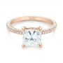 18k Rose Gold Custom Pave Diamond Engagement Ring - Flat View -  104690 - Thumbnail