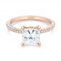 18k Rose Gold Custom Pave Diamond Engagement Ring - Flat View -  104690 - Thumbnail