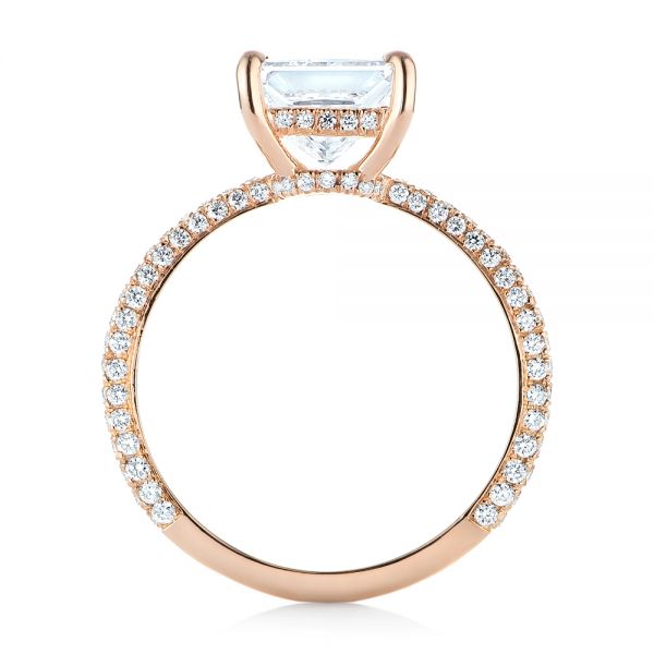 18k Rose Gold Custom Pave Diamond Engagement Ring - Front View - 104690