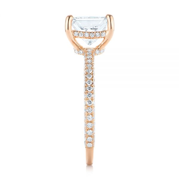 18k Rose Gold Custom Pave Diamond Engagement Ring - Side View - 104690